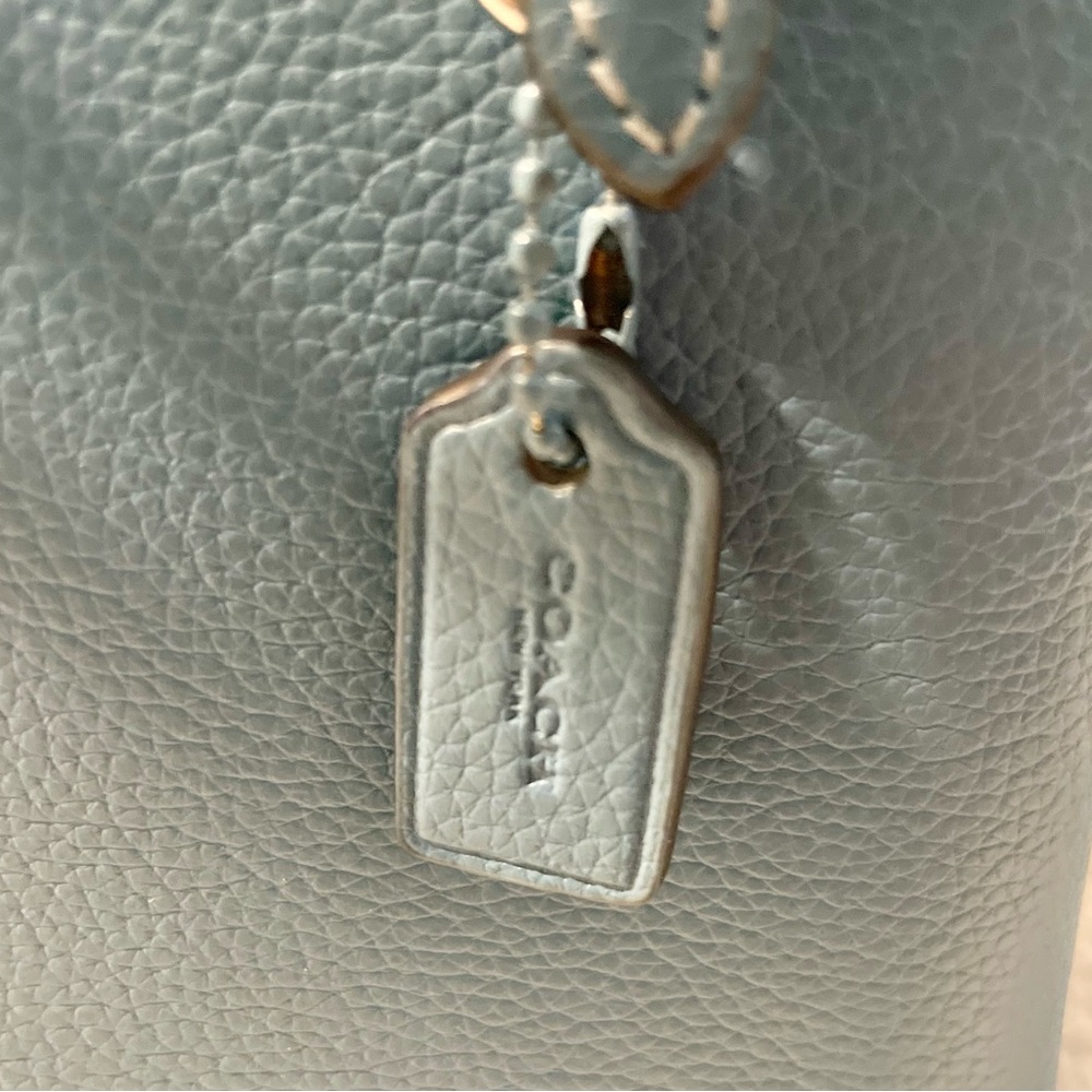 Coach Blue Pebbled Leather Tote Bag - Picture 12 of 17